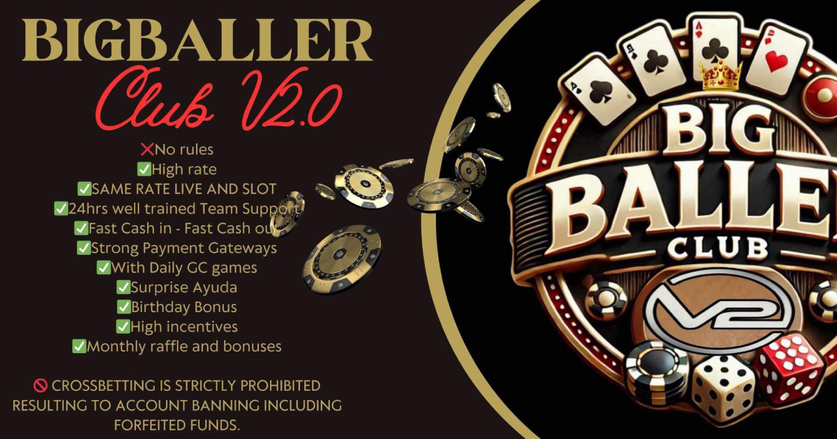 Main visual banner featuring BigBallerClub V2 digital gaming platform